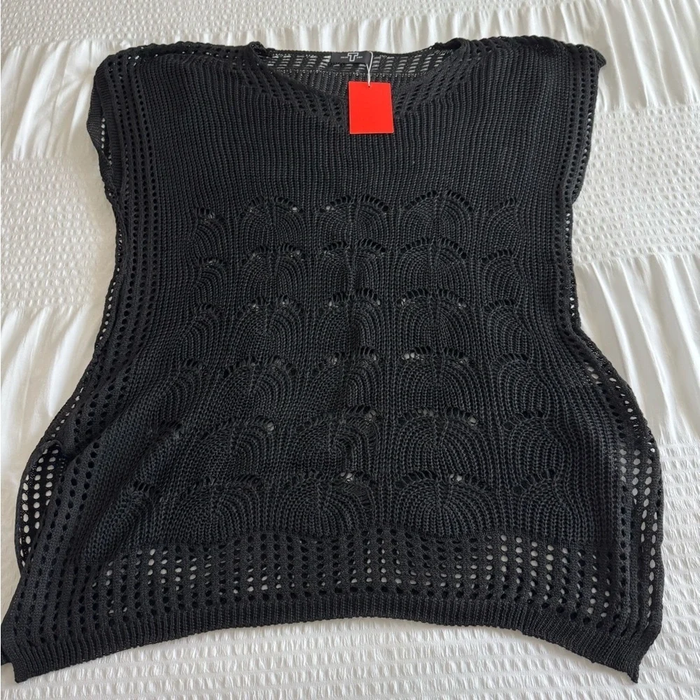 Amazon Elegant Black Crochet Swim Coverup